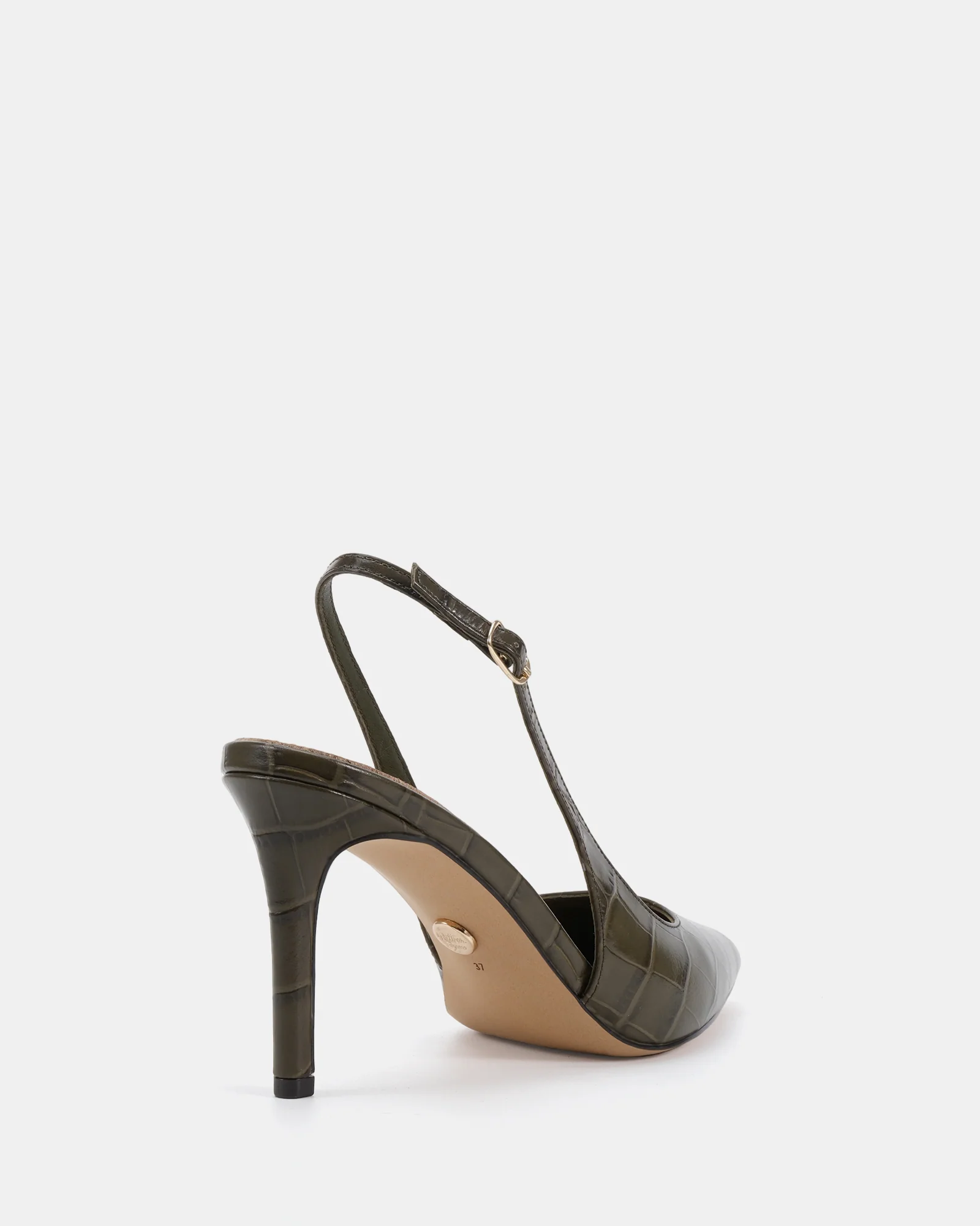 Riker Olive Green Croc Leather Slingback - Image 5