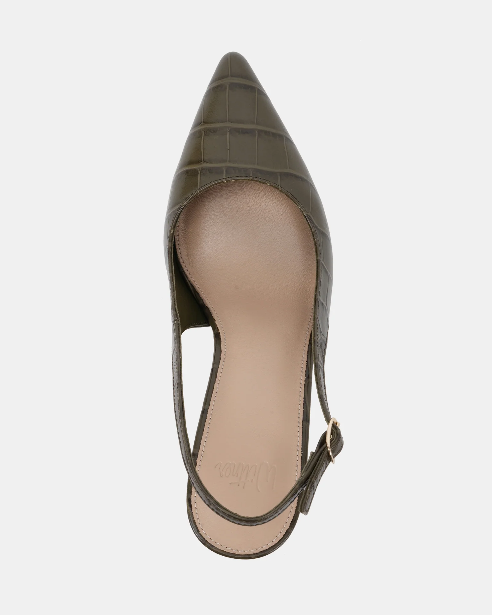 Riker Olive Green Croc Leather Slingback - Image 6