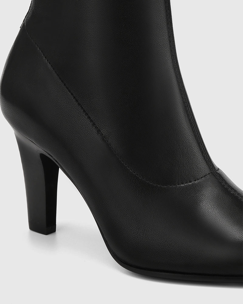 Rilee Black Stretch Leather Ankle Boot - Image 3