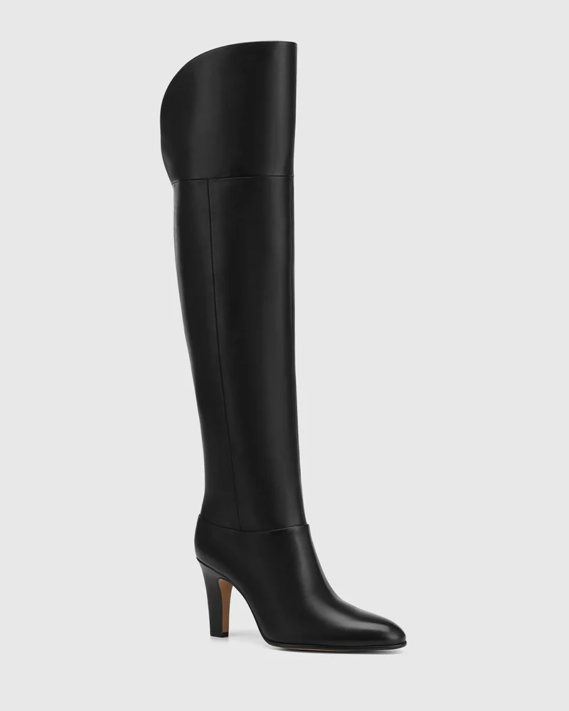 Riot Black Leather Over The Knee Boot - Image 2