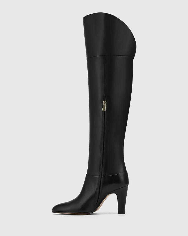 Riot Black Leather Over The Knee Boot - Image 6