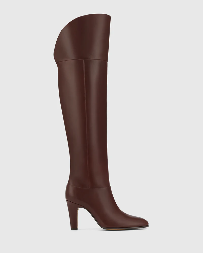 Riot Milk Chocolate Leather Over The Knee Boot