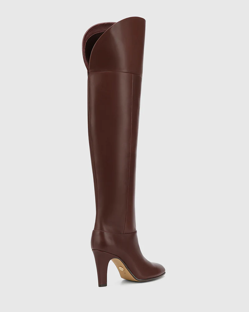Riot Milk Chocolate Leather Over The Knee Boot - Image 4