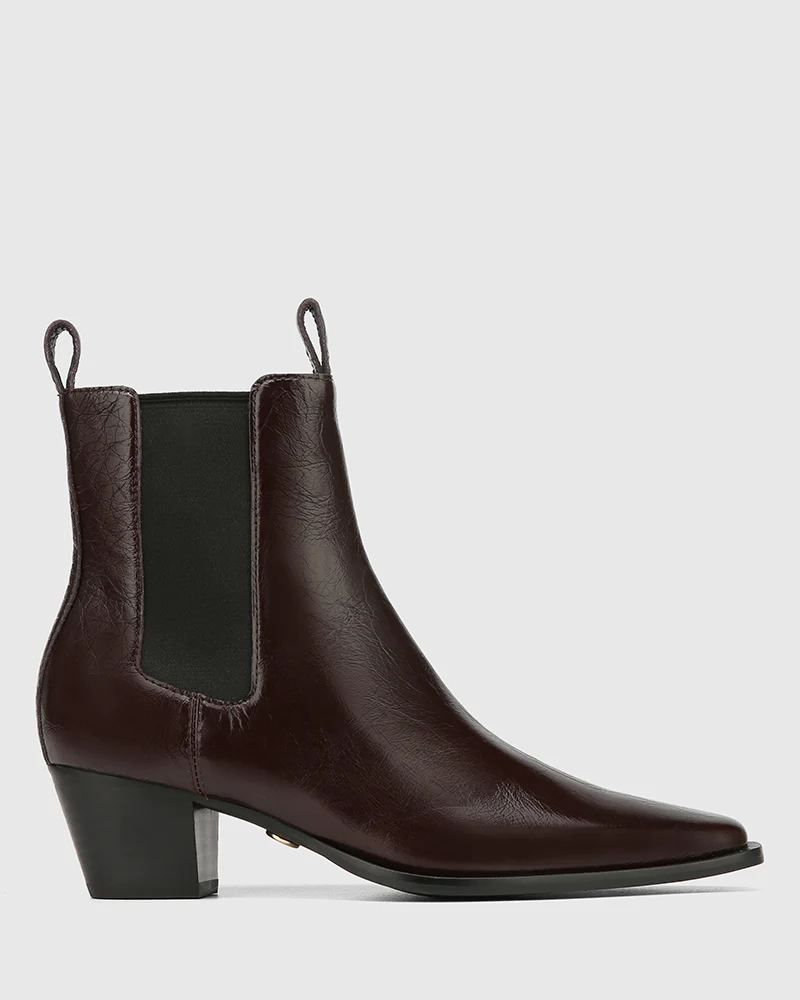 Ryde Raisin Crinkle Leather Ankle Boot