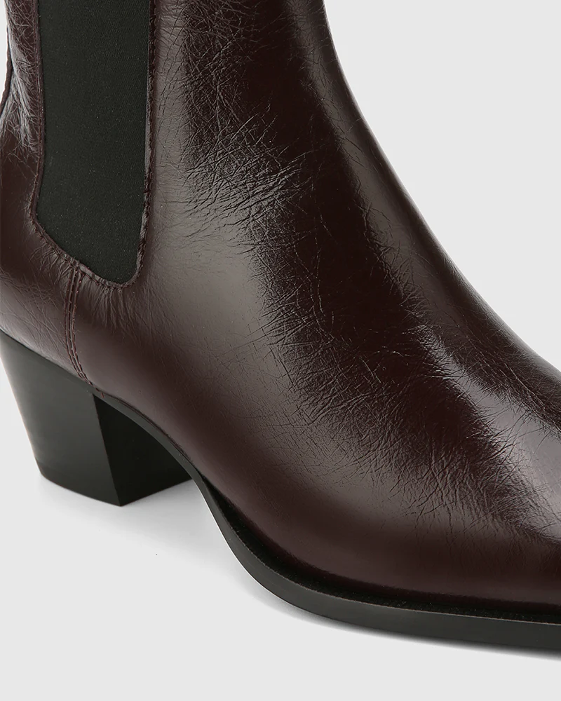 Ryde Raisin Crinkle Leather Ankle Boot - Image 3