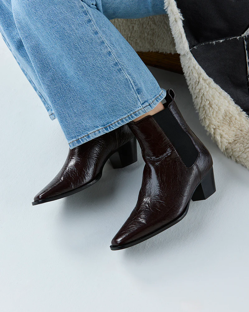 Ryde Raisin Crinkle Leather Ankle Boot - Image 7