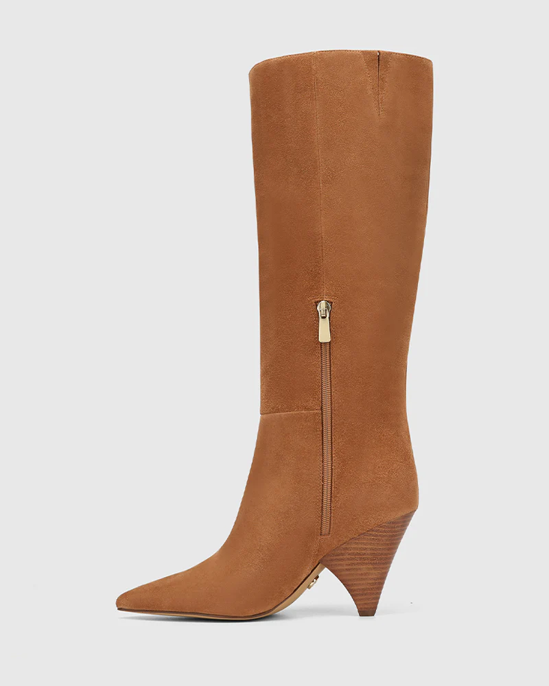 Selena Toast Suede Leather Knee High Boot - Image 6