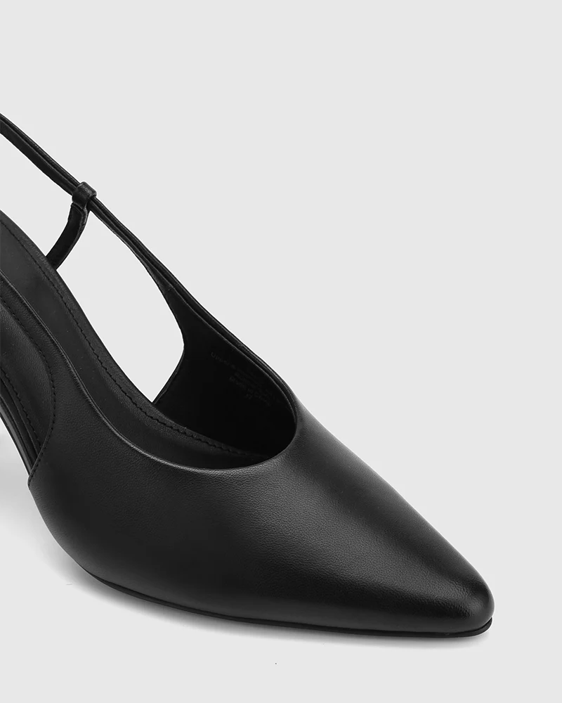 Sella Black Leather Slingback - Image 3