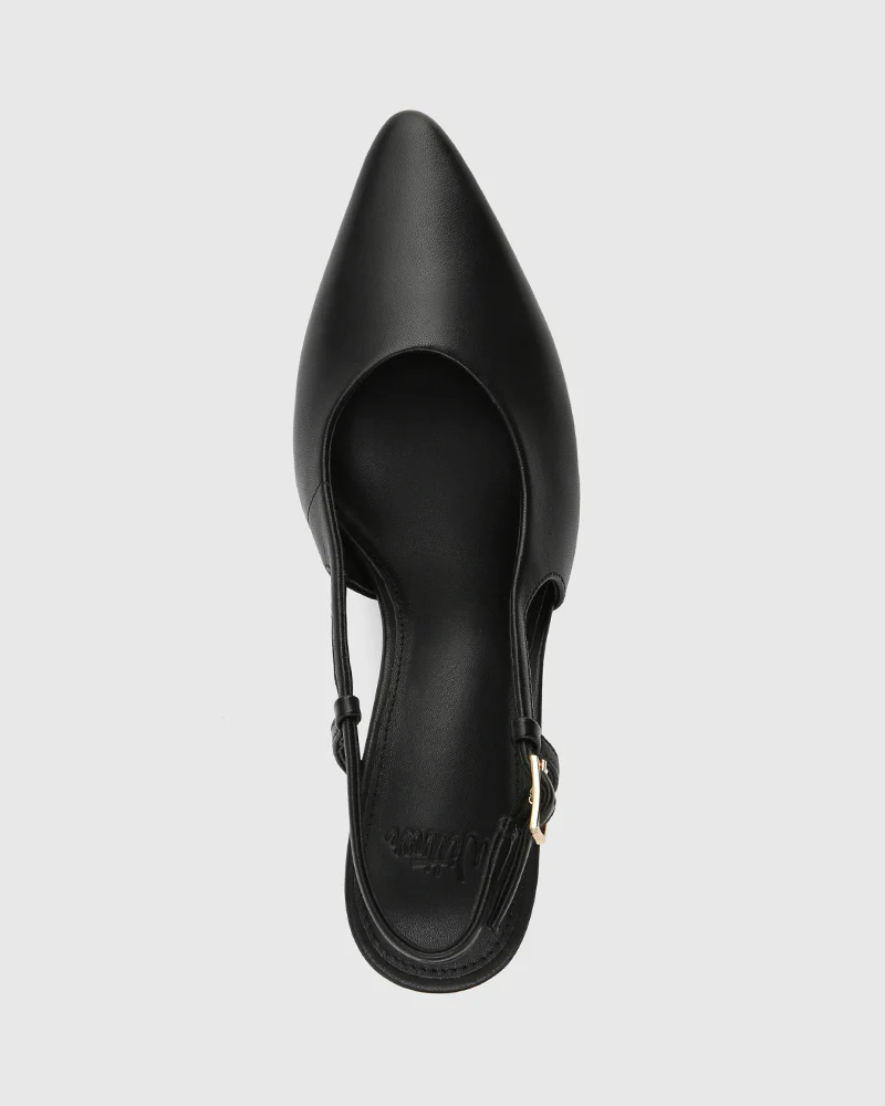 Sella Black Leather Slingback - Image 5