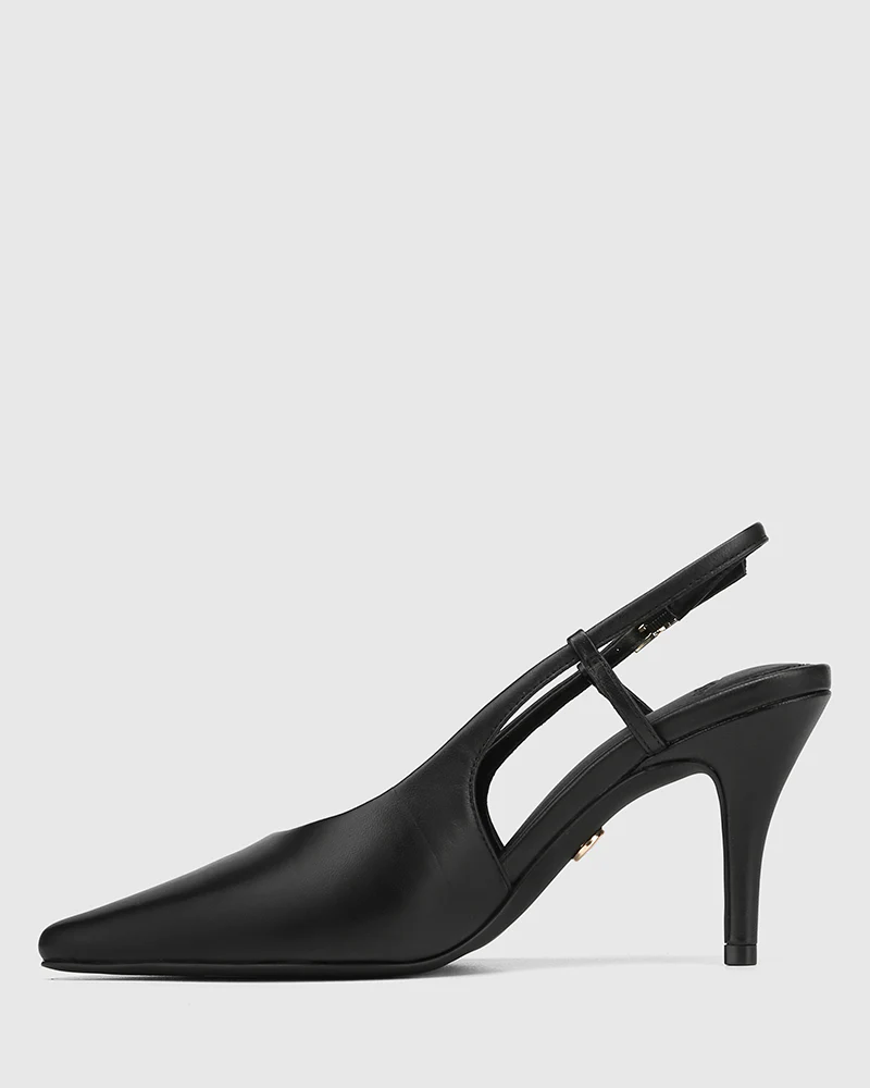 Sella Black Leather Slingback - Image 6