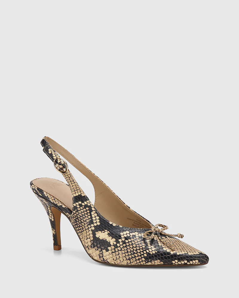 Sivan Ecru Multi Snake Embossed Leather Slingback - Image 2