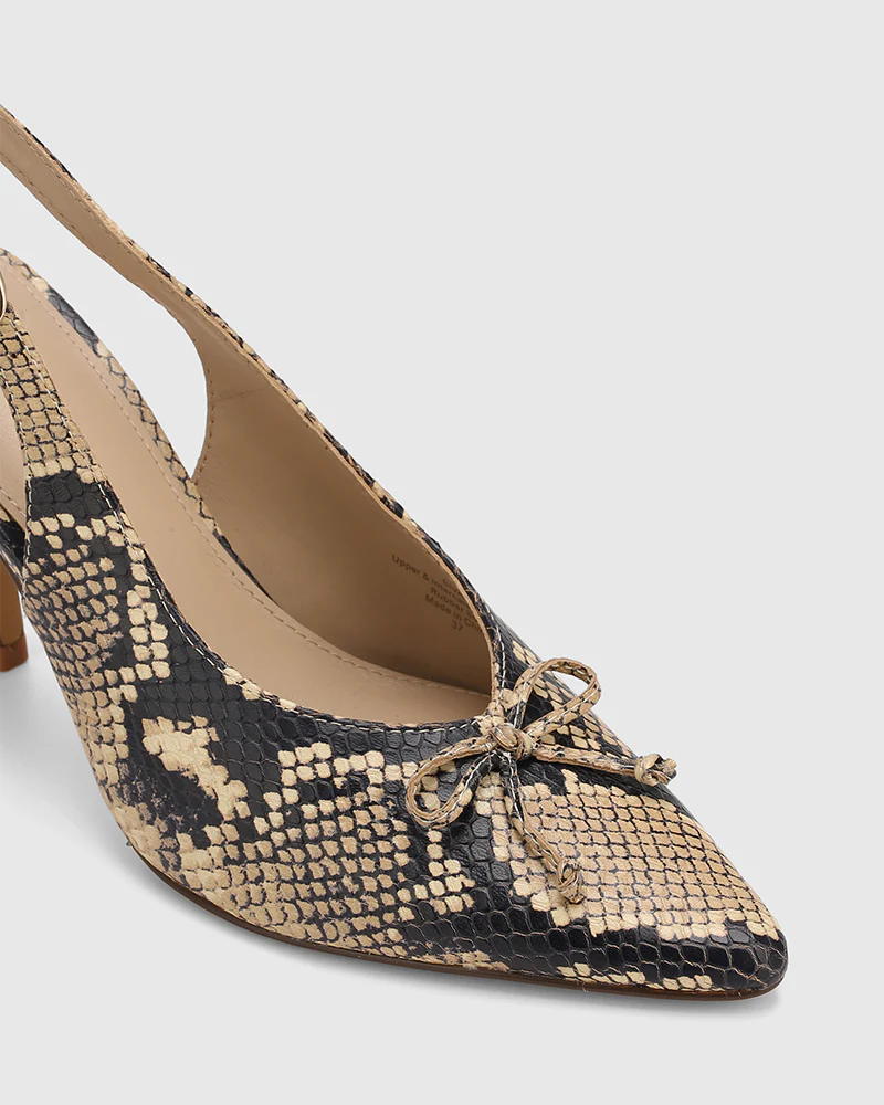 Sivan Ecru Multi Snake Embossed Leather Slingback - Image 3