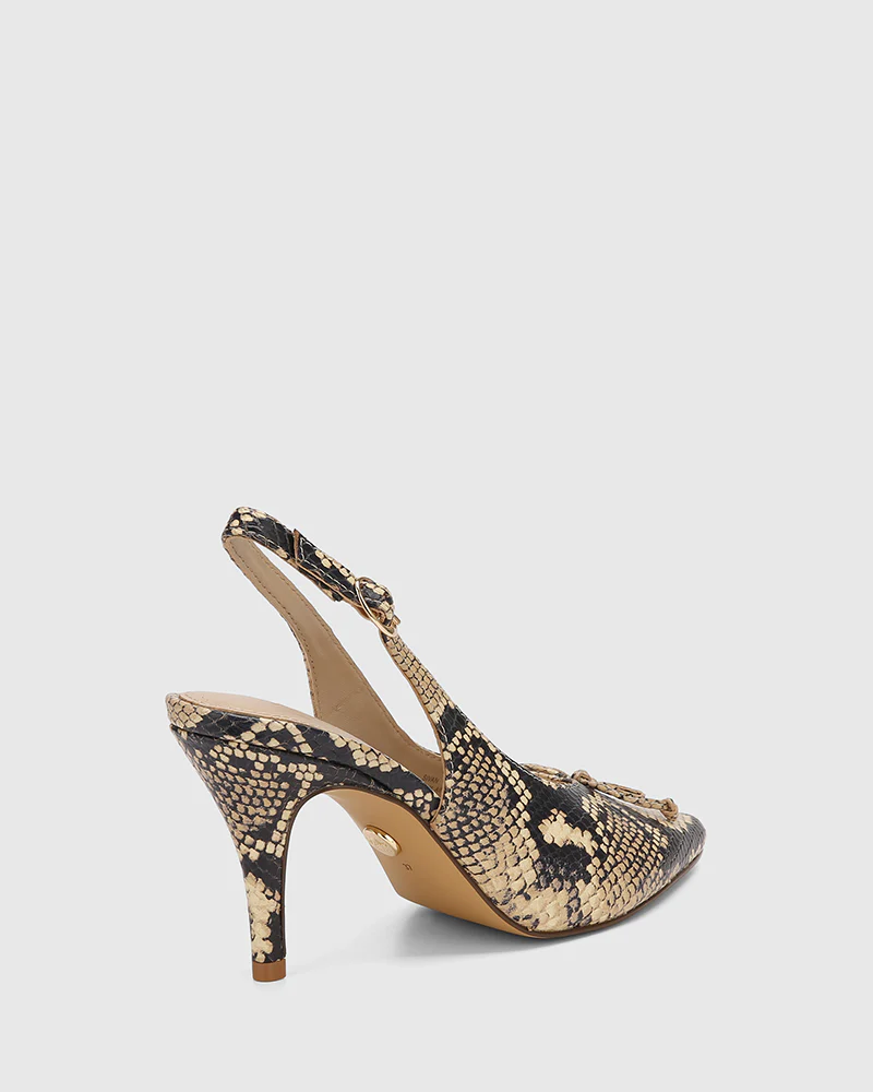 Sivan Ecru Multi Snake Embossed Leather Slingback - Image 4