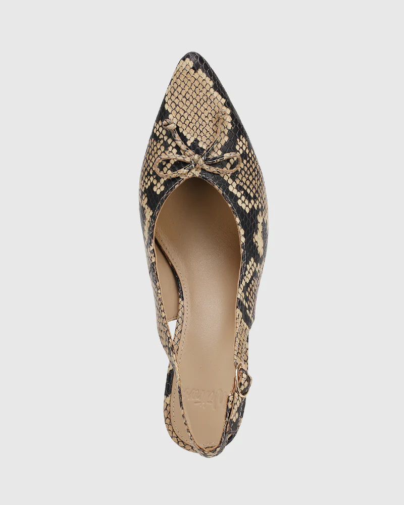 Sivan Ecru Multi Snake Embossed Leather Slingback - Image 5