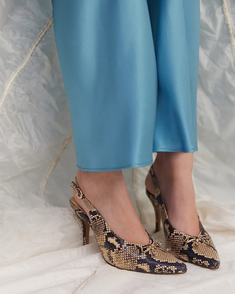 Sivan Ecru Multi Snake Embossed Leather Slingback - Image 7