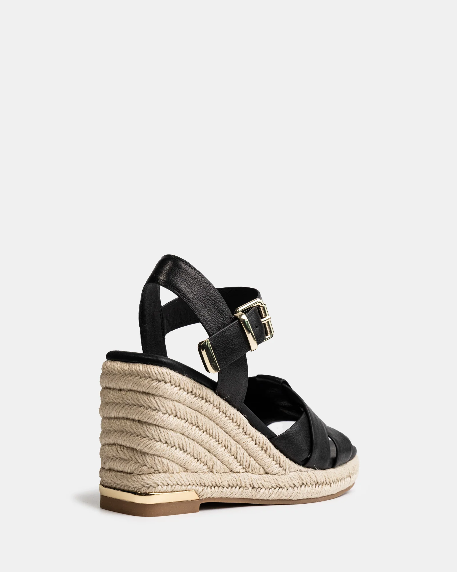 Tarot Black Pebble Leather Espadrille Wedge - Image 4