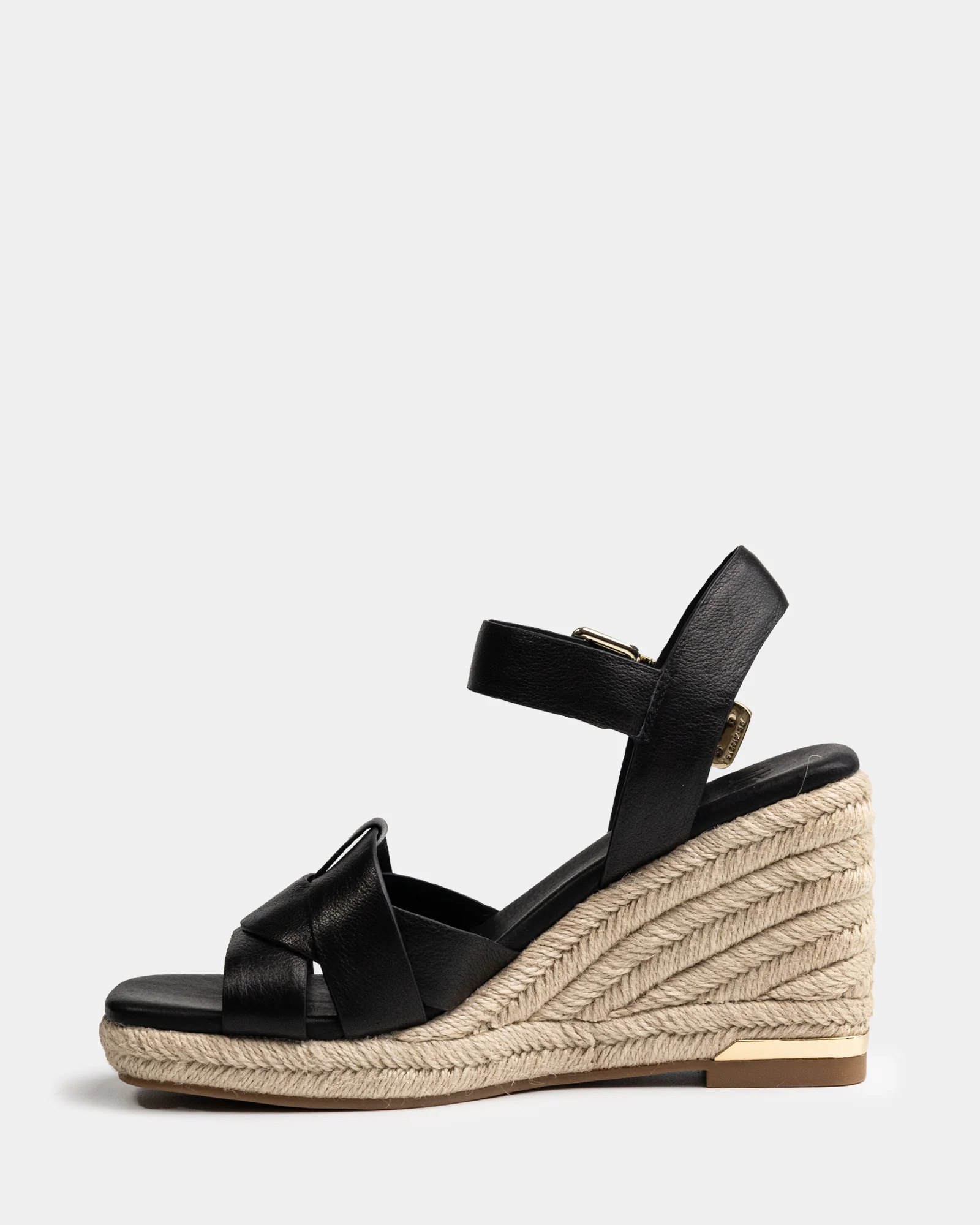 Tarot Black Pebble Leather Espadrille Wedge - Image 6