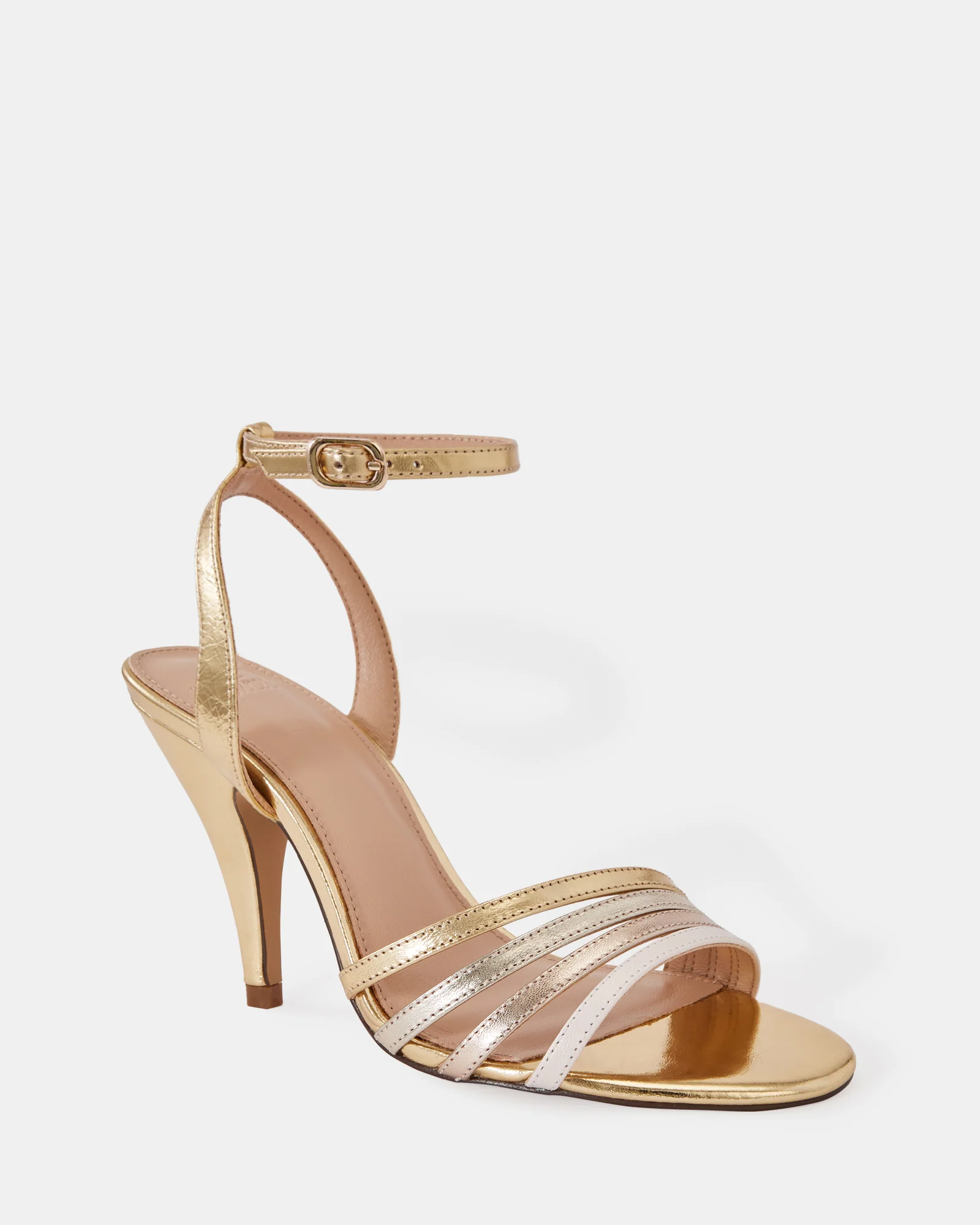 Tate Gold Metallic Leather Strappy Heel - Image 2