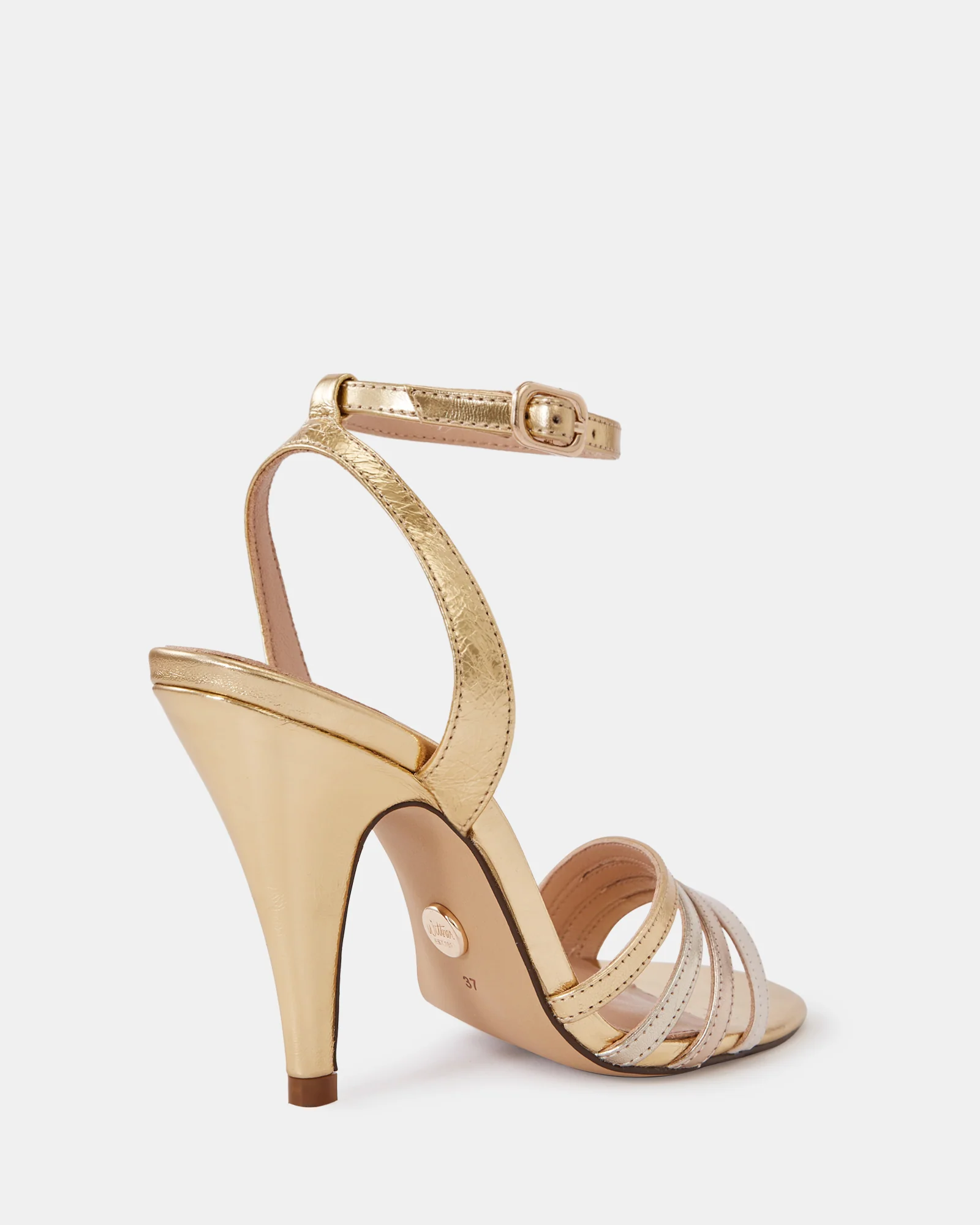Tate Gold Metallic Leather Strappy Heel - Image 4