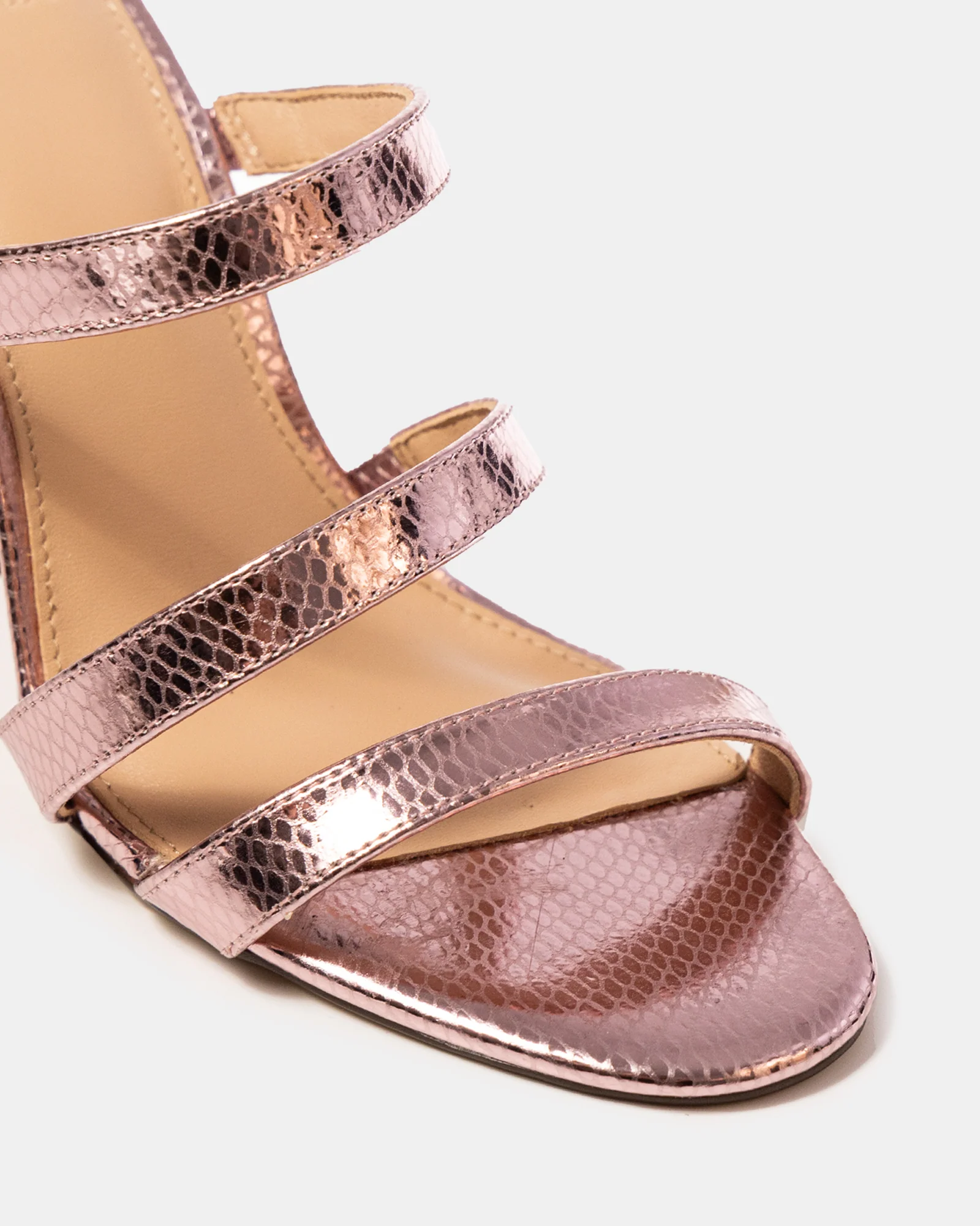 Terra Gelato Pink Metallic Reptile Emboss Leather Strappy Heel - Image 3