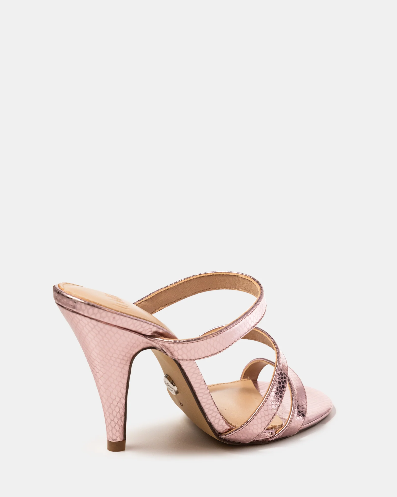 Terra Gelato Pink Metallic Reptile Emboss Leather Strappy Heel - Image 4