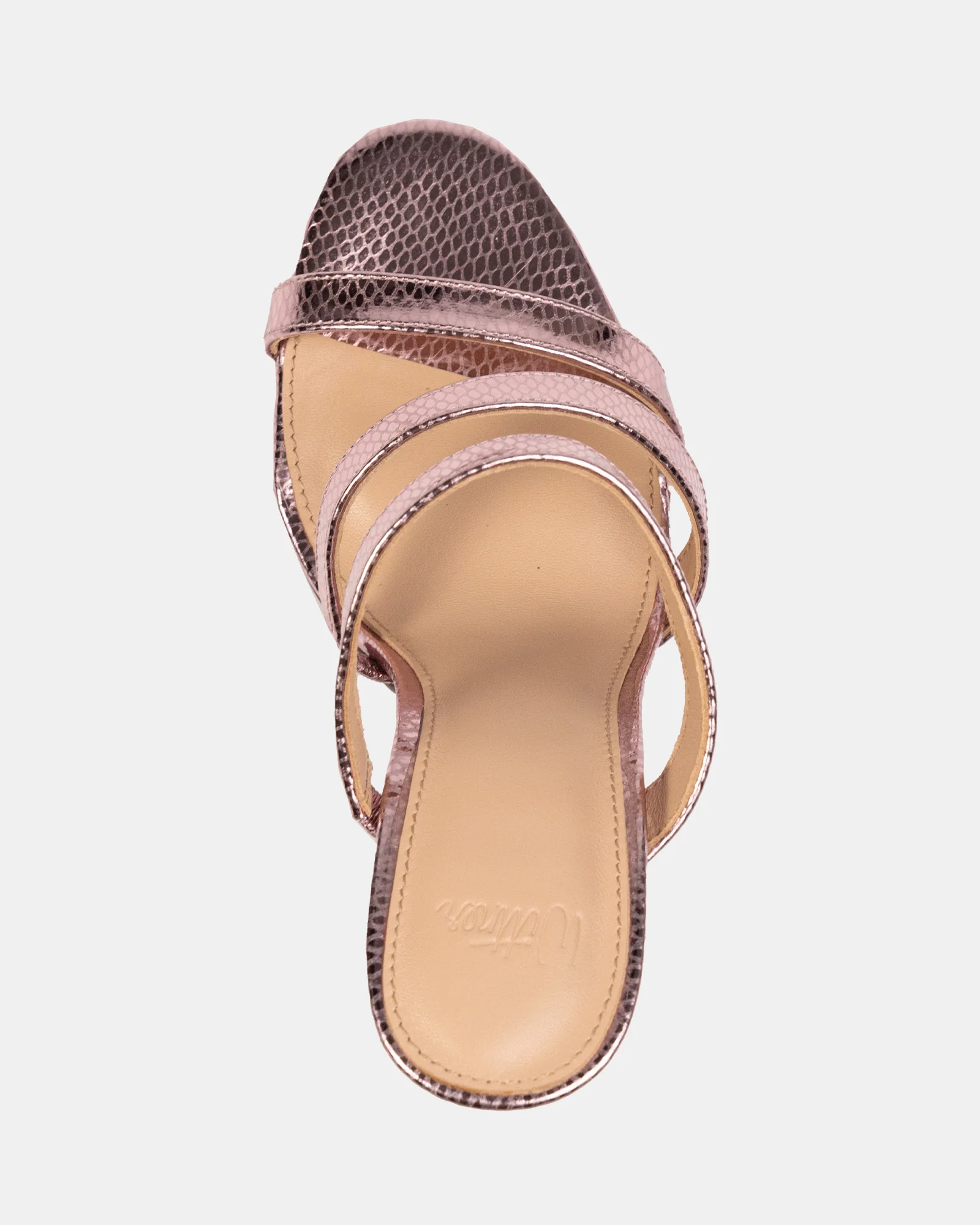 Terra Gelato Pink Metallic Reptile Emboss Leather Strappy Heel - Image 5