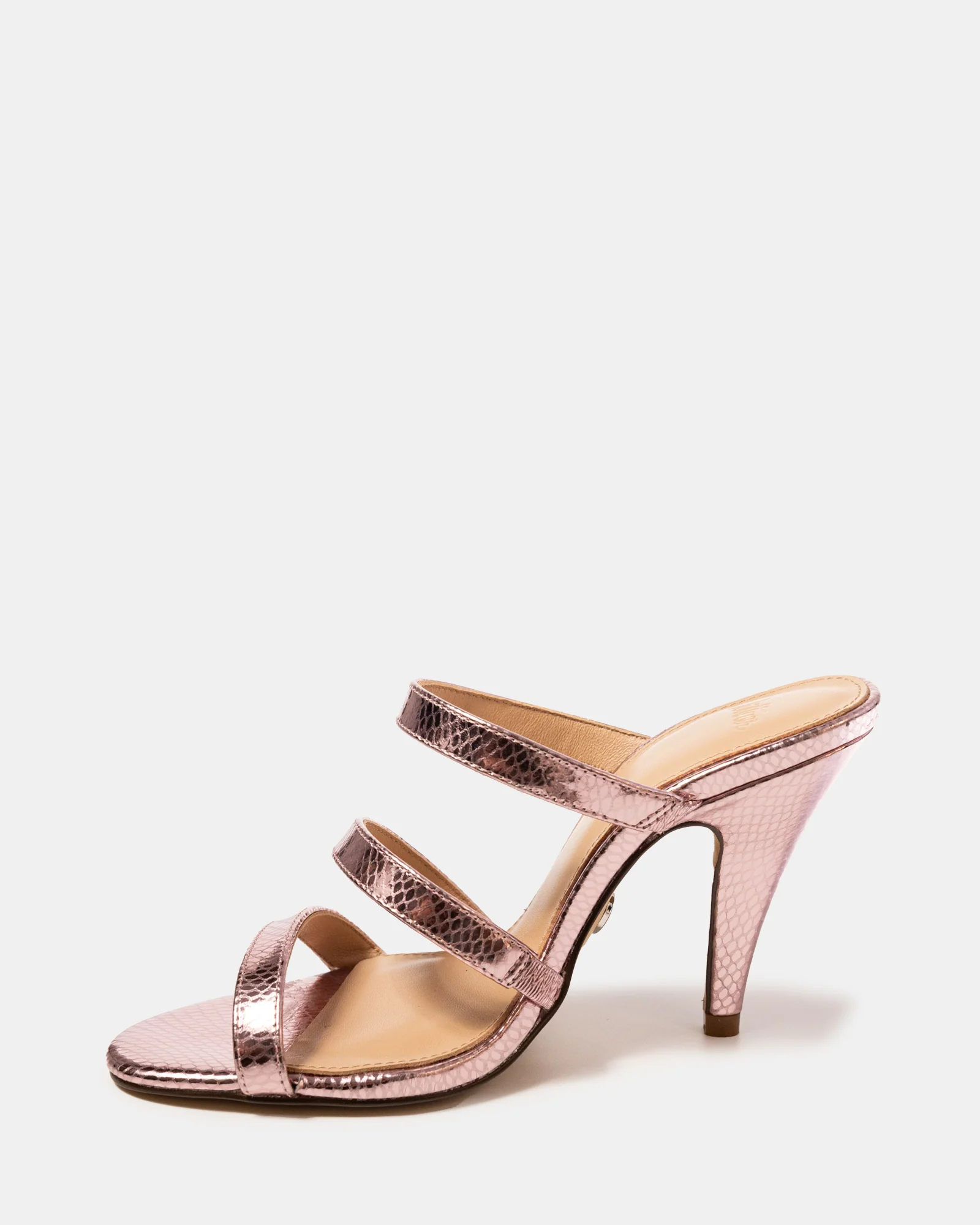 Terra Gelato Pink Metallic Reptile Emboss Leather Strappy Heel - Image 6
