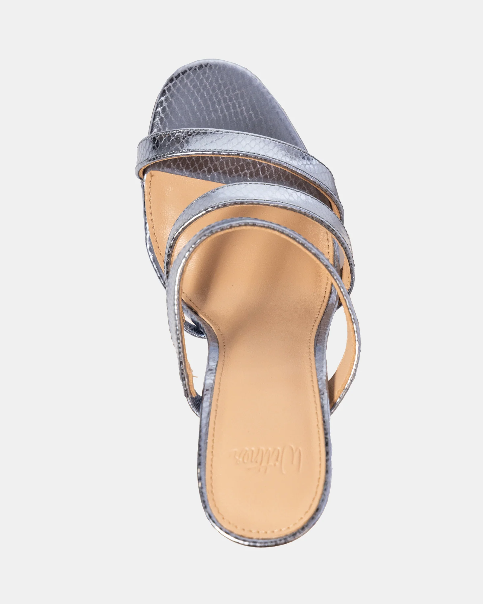 Terra Ice Blue Metallic Reptile Emboss Leather Heel - Image 5