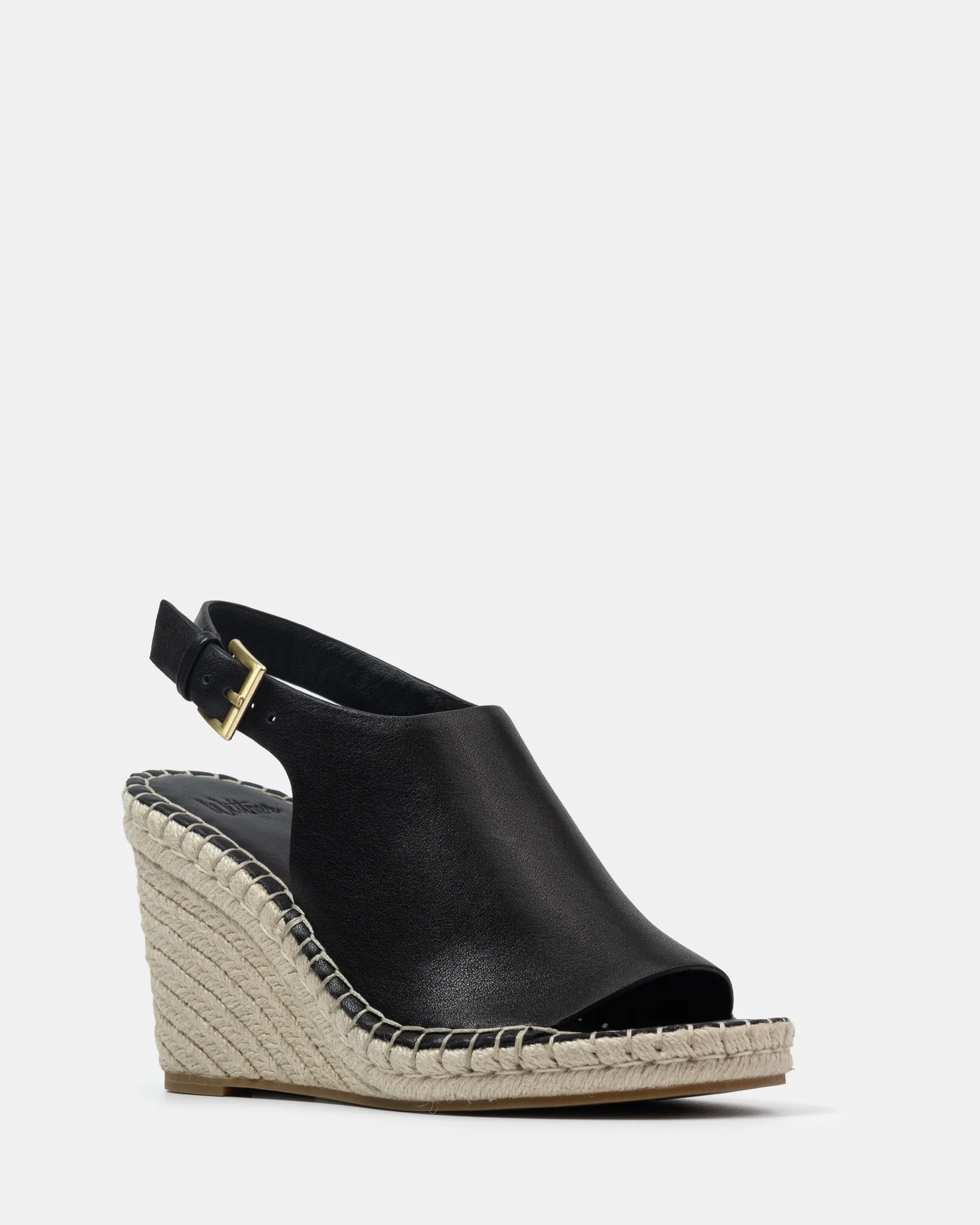 Xandria Black Leather Espadrille Wedge - Image 2