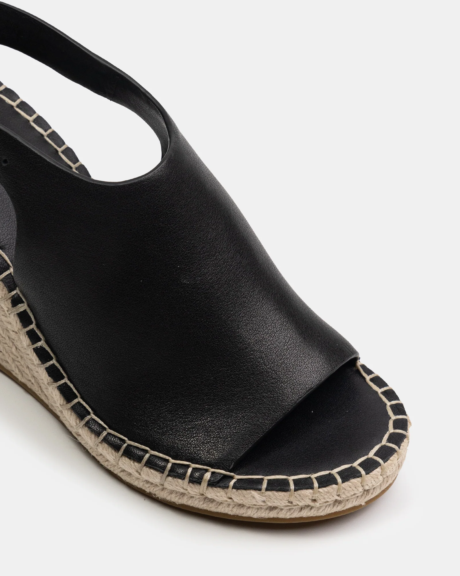 Xandria Black Leather Espadrille Wedge - Image 3