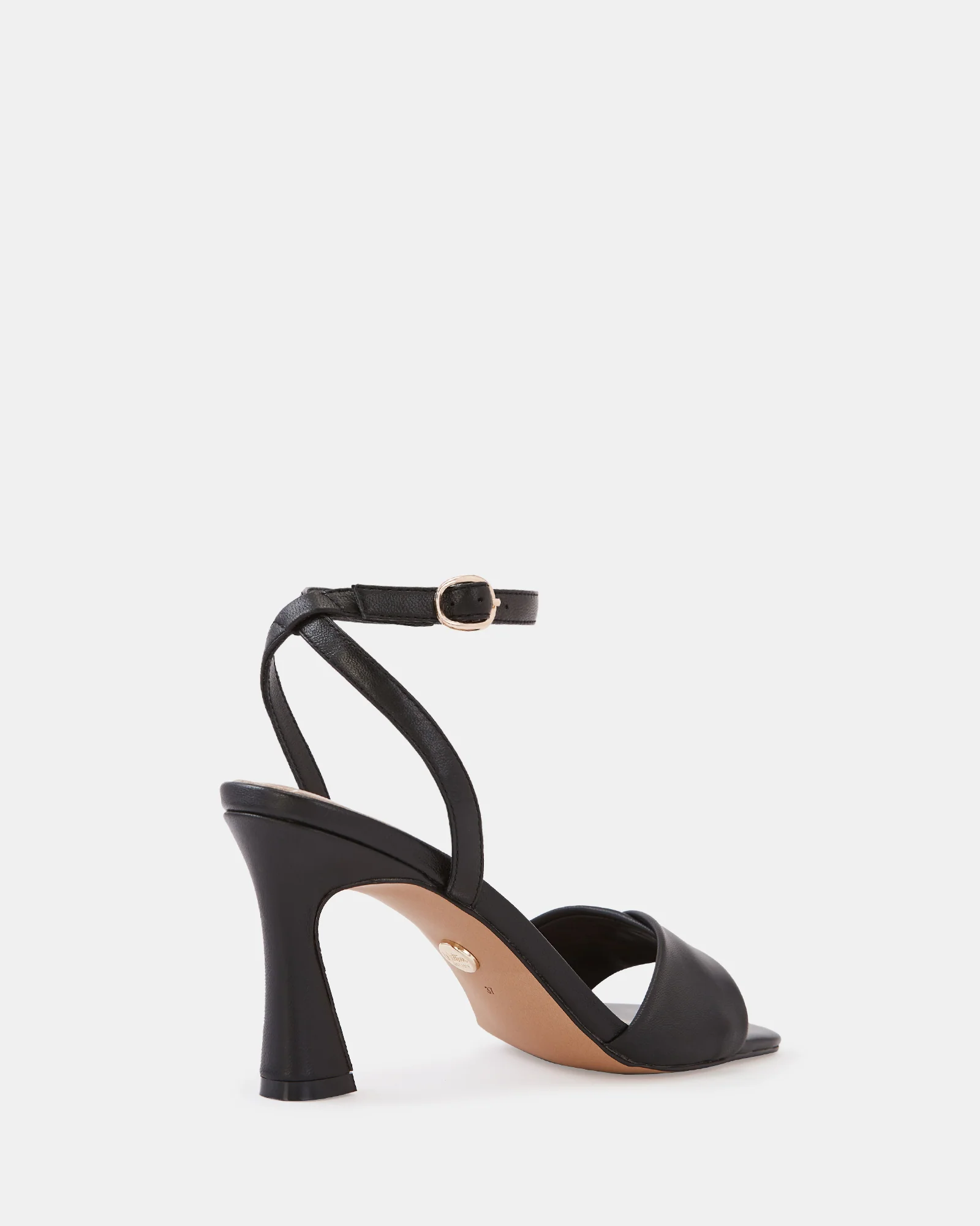 Yolanda Black Leather Flared Heel - Image 4