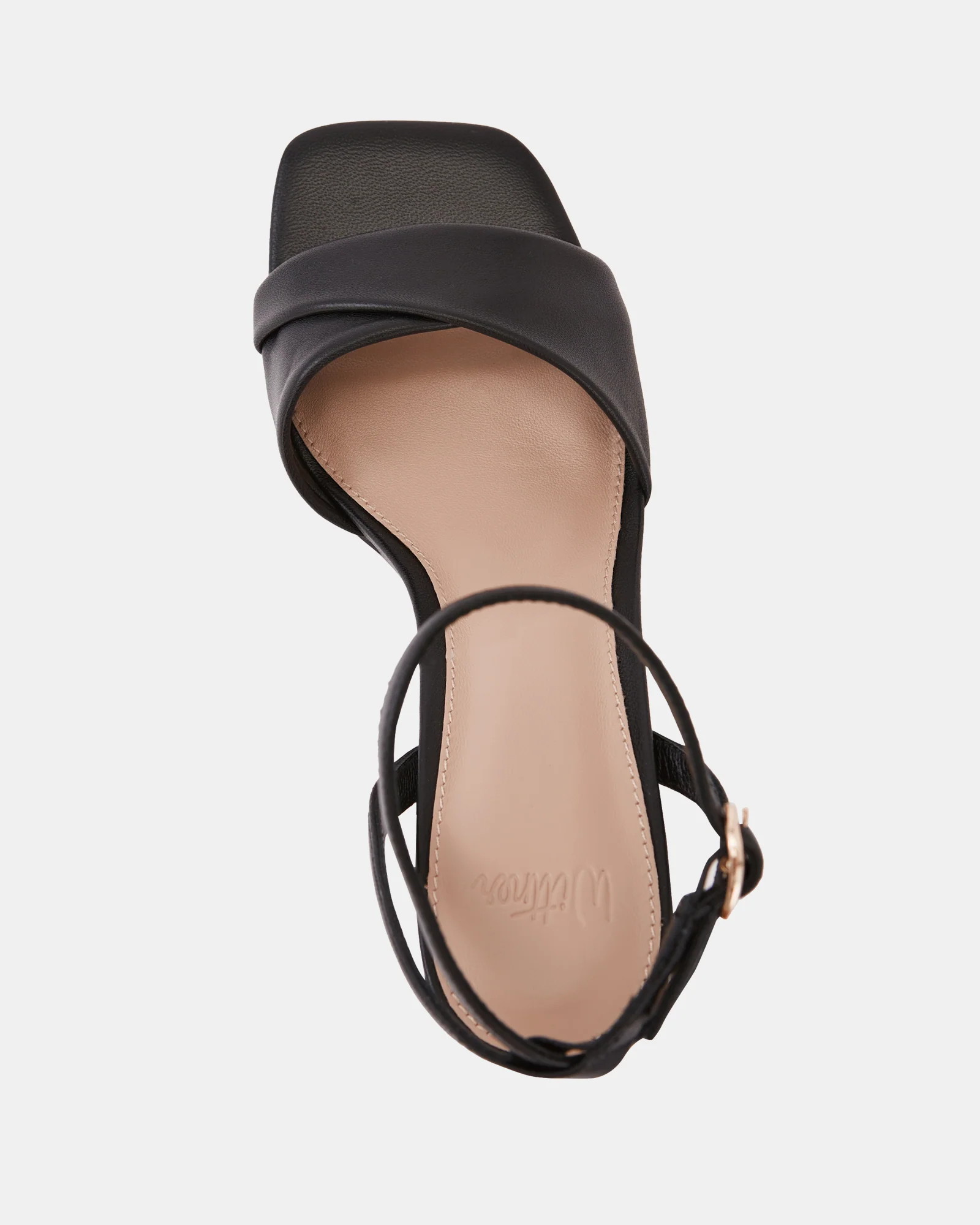 Yolanda Black Leather Flared Heel - Image 5