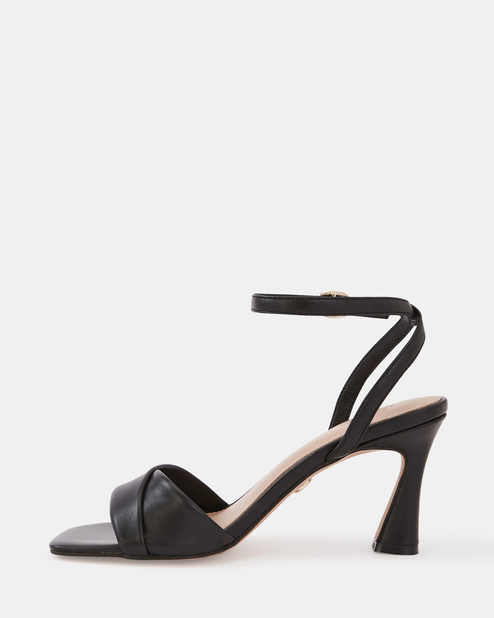 Yolanda Black Leather Flared Heel - Image 6