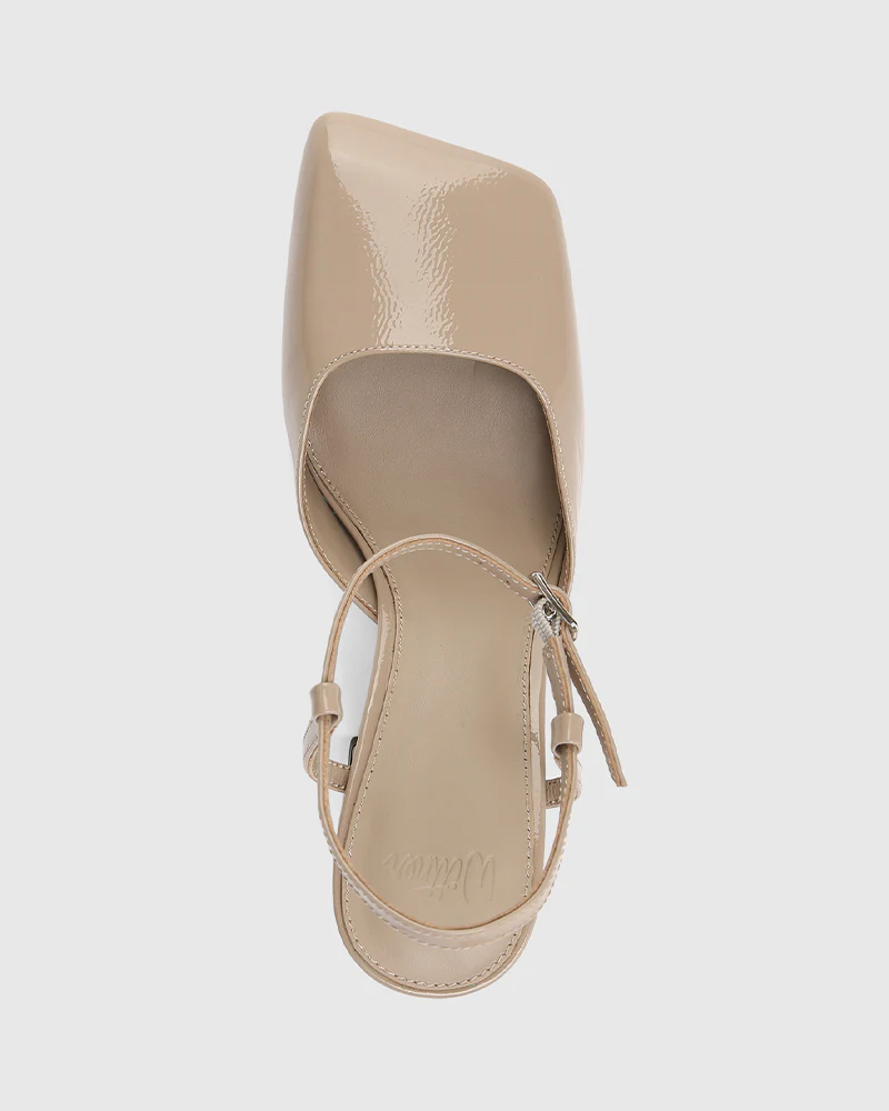 Youki Misty Grey Crinkle Patent Leather Block Heel - Image 5