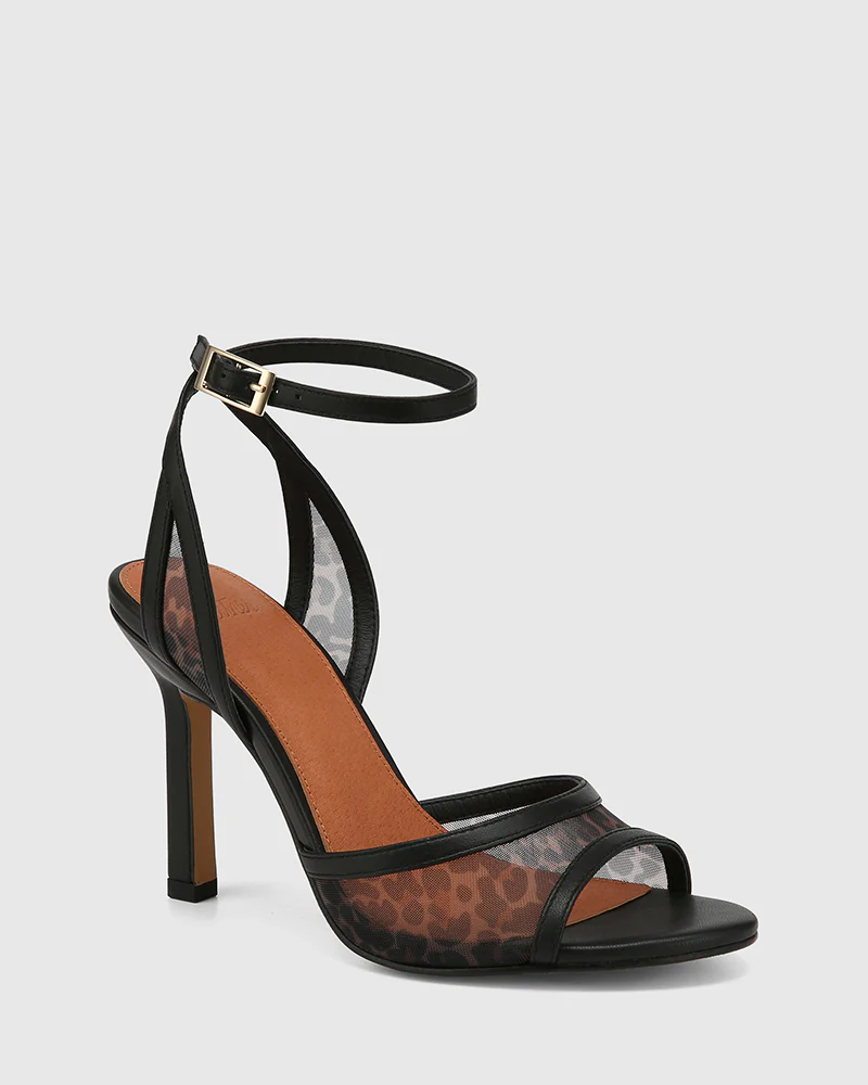 Zoella Black Leopard Print Mesh Textile Heel - Image 2