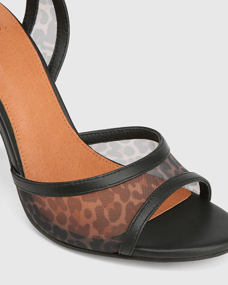 Zoella Black Leopard Print Mesh Textile Heel - Image 3